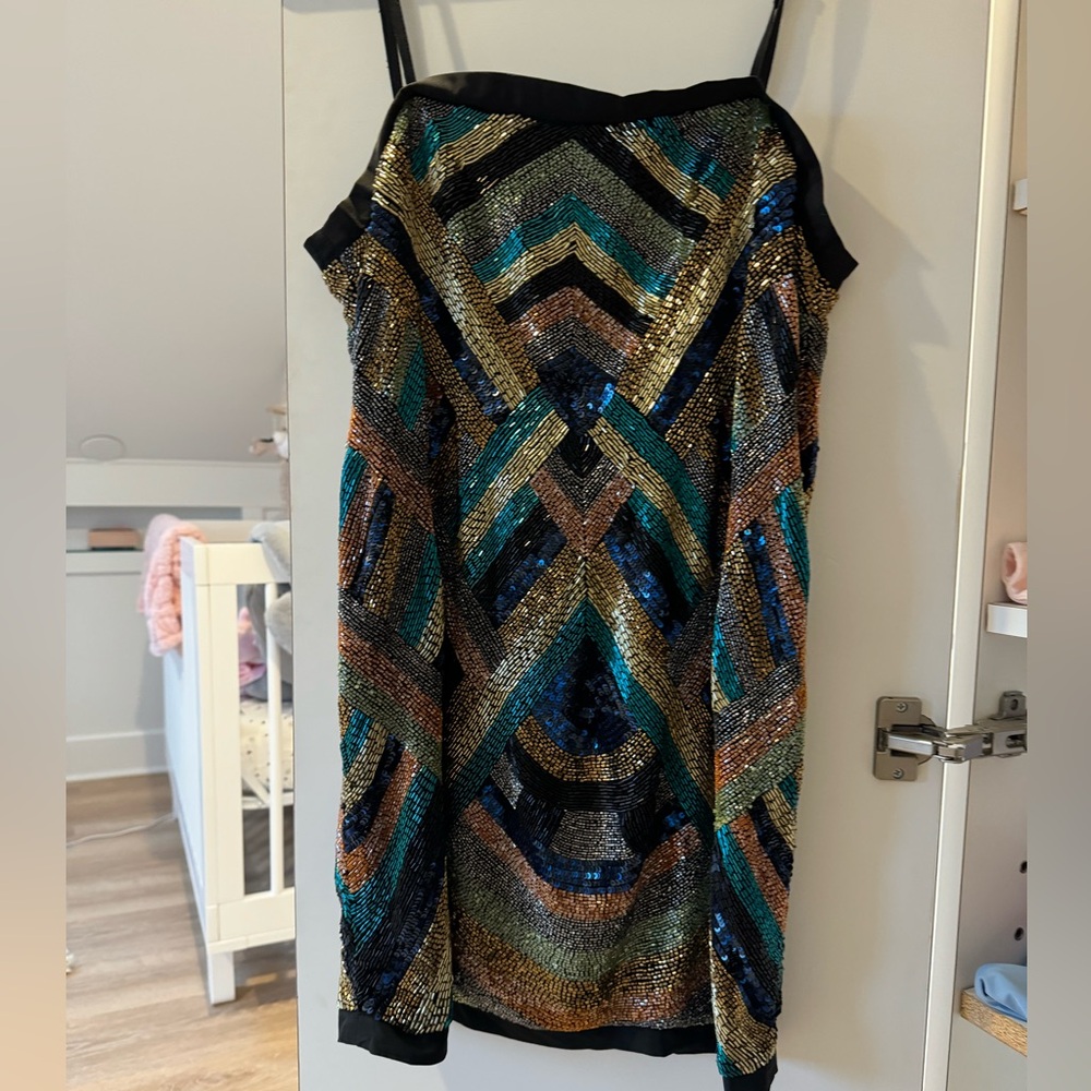 Multicolor Sequin Geometric Dress